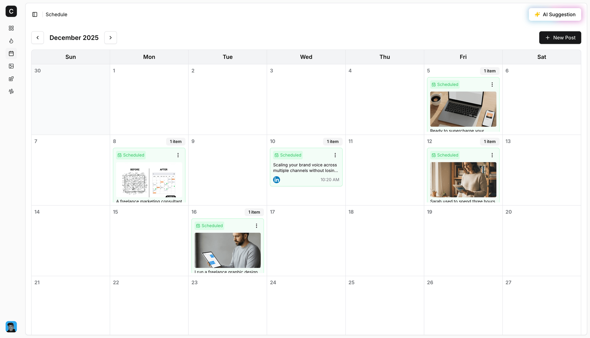AI Post Scheduling Screenshot